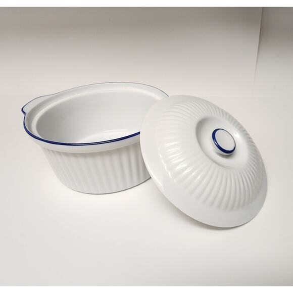 BIA Blanc De Table/Corningware Vintage Casserole Dish W/ Cobalt Blue Trim 9PCS - Picture 11 of 16